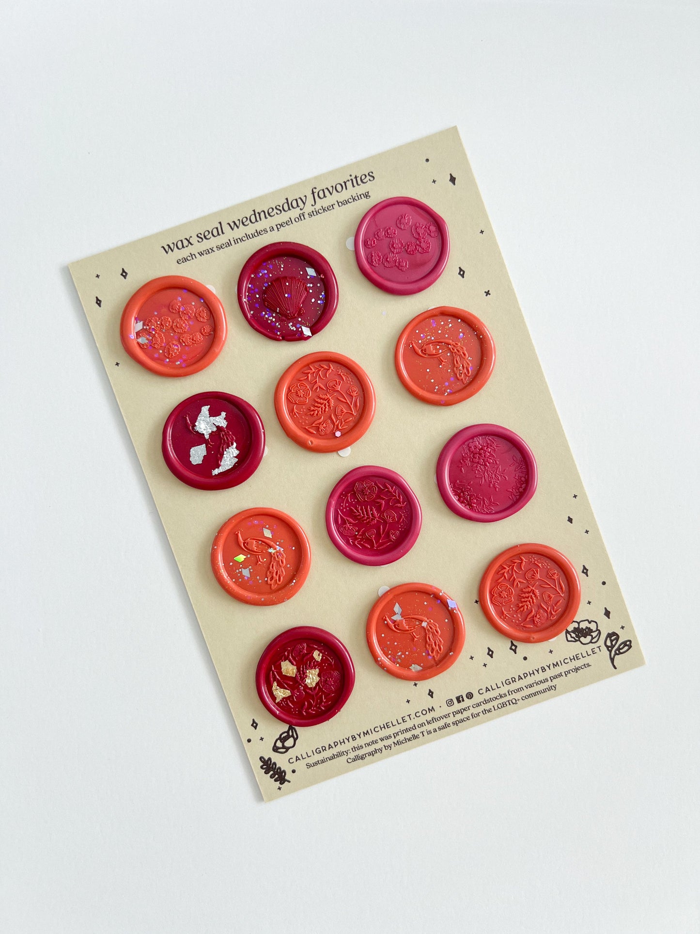 Wax Seal Pack: Bright Orange and Pink Glitter Botanical Garden Collection