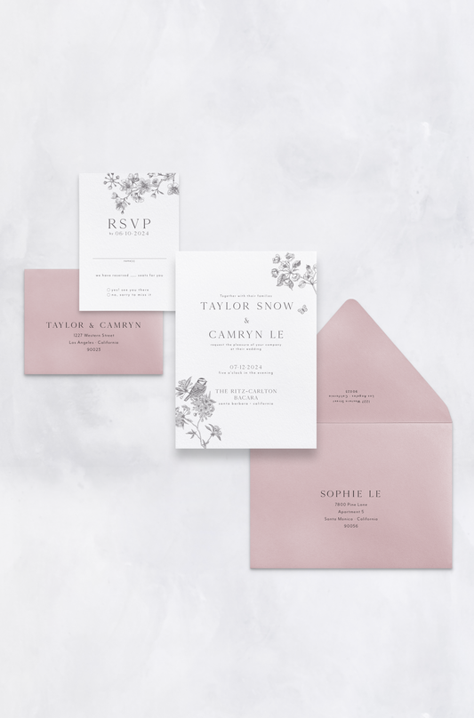 Delicate Birds and Garden Theme Invitation Package