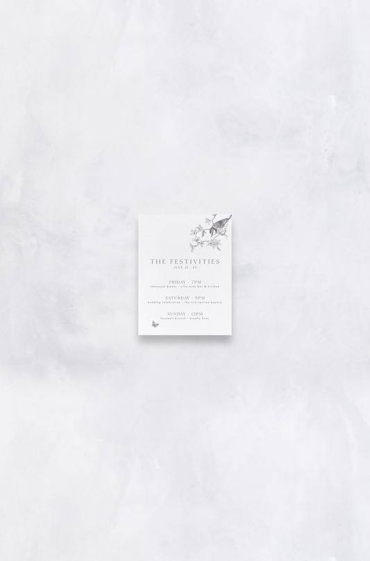 Delicate Birds and Garden Theme Details Card