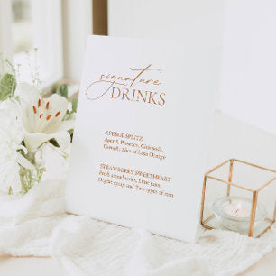 Calligraphy Signature Drinks Wedding Bar Menu Pedestal Sign