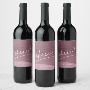 Calligraphy Wedding Cheers Mauve ID771 Wine Label