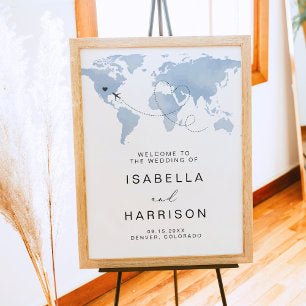 CARMEN Blue Map Destination Wedding Welcome Poster