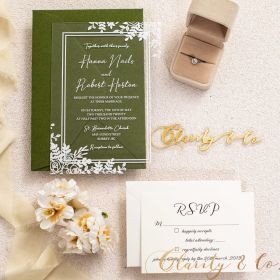 .04" Budget Friendly Flower Border Acrylic Wedding Invitations CAX004