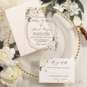 Greenery Floral Geometric Acrylic Wedding Invitations CAX069