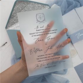 Simple Elegant Monogram Calligraphy Frosted Acrylic Wedding Invitations CAM078