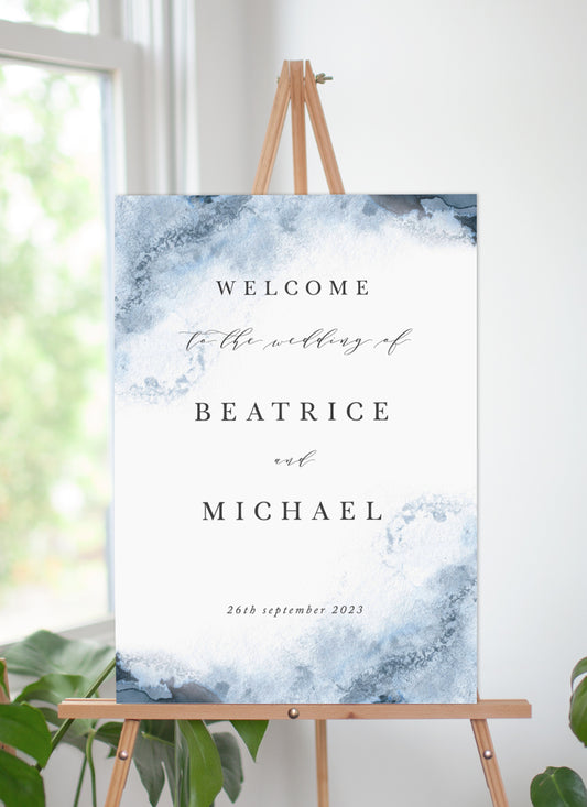 Cerulean Blush Wedding Sign by Joy