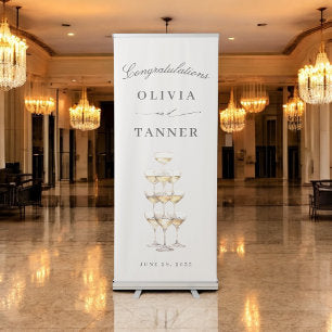 Champagne Tower Simple Chic Wedding or Engagement Retractable Banner