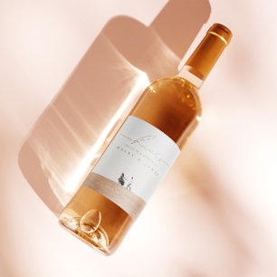 Cheers To Love & Happiness Script Photo Wedding Wine Label