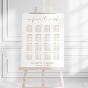 Chic Gold Script 16 Table Wedding Seating Chart Foam Board