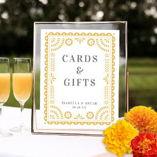 Chic Neutral Papel Picado Wedding Reception Sign