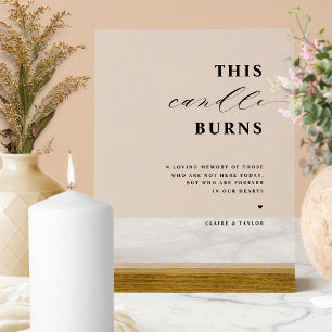 Chic This Candle Burns, In Memory Wedding Frosted Acrylic Sign