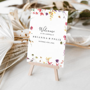 Classic Colorful Wild Floral Wedding Welcome Sign
