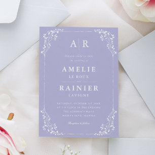 Classic Elegant Periwinkle Romantic Wedding Invitation