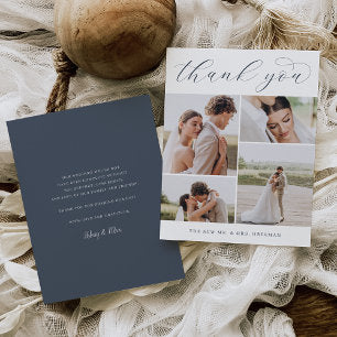 Classic Four Multi Photo Wedding Flat Thank You Card