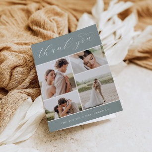 Classic Four Multi Photo Wedding Folded Thank You Card