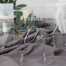 Clear Acrylic Wedding Table Numbers Chic Calligraphy CT010