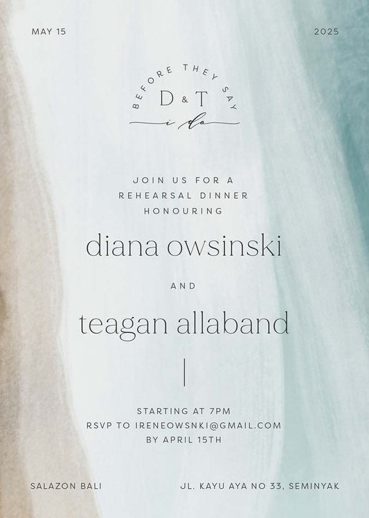 Coastal Seaside Wedding Rehearsal Invitation by Yunita Y.