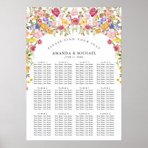 Colorful Spring Wildflower Wedding Seating Chart