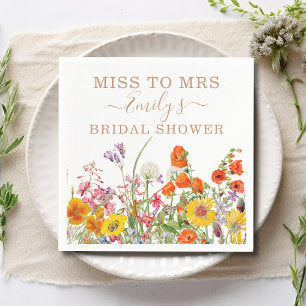 Colorful Wild Flowers Country Floral Miss To Mrs Napkins