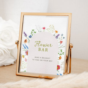 Colorful Wildflower Bridal Shower Flower Bar Sign