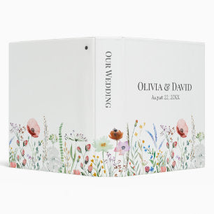 Colorful Wildflower Meadow Wedding Planner 3 Ring Binder