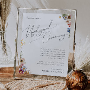 Colorful Wildflower Unplugged Ceremony Poster