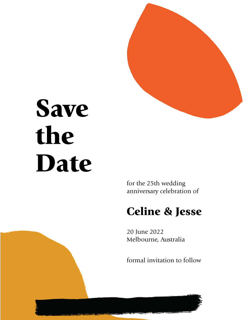 Colorful Gouache Save The Date Cards by Putri N.