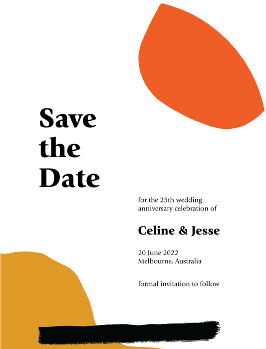 Colorful Gouache Save The Date Cards by Putri N.