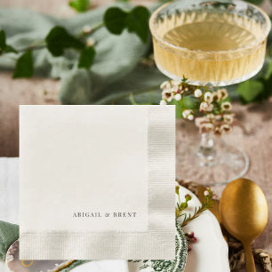 Cream Personalized Coined Wedding Cocktail Napkins