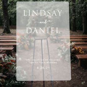 Custom Wedding Signs-White Simple Frosted Acrylic Wedding Welcome Sign CS039