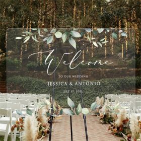 Acrylic Greenery Eucalyptus wedding Welcome Signs CS043