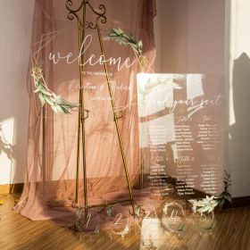 Greenery Acrylic Wedding Signs Package - welcome & seating chart & table signs CSP003