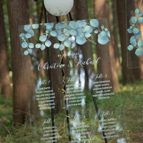 Custome wedding sign-Eucalyptus geometric Acrylic Wedding seating chart CS058