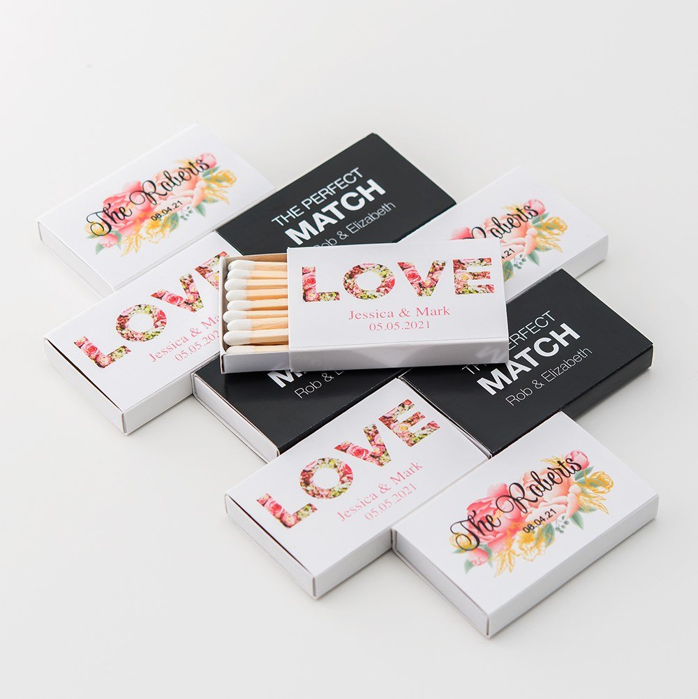 Custom Matchbox Wedding Favor - Floral Love