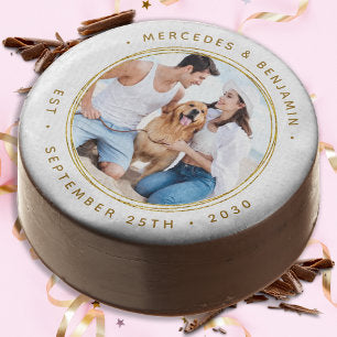 Custom Photo Elegant Gold Personalized Wedding Chocolate Covered Oreo