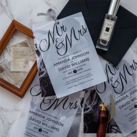Custom Photo MR & MRS Calligraphy Vellum Wedding invitation Cards CDI023