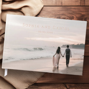 Custom photos names date wedding foil guest book