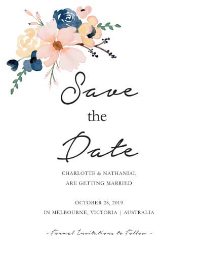 Blushing Blue Save The Date Cards by Cynthia W.