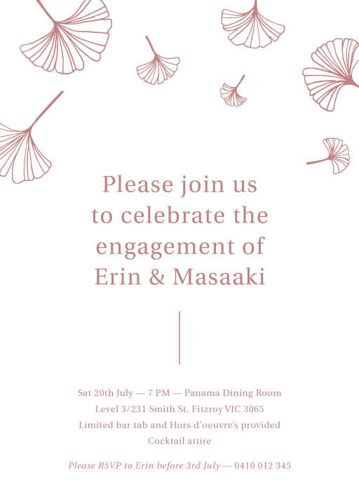 Dancing Ginkgo Engagement Invitations by Nicole C.