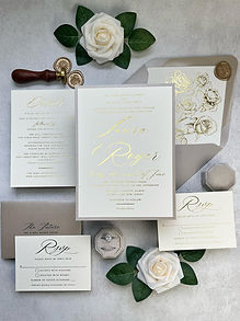 Gold Foil and Ivory Metallic Neutrals Wedding Invitations 11
