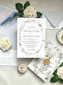 French Garden Wonderland Wildflowers Wedding Invitations