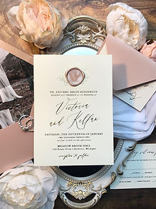 Gold Foil Stamping Botanical Wax Seal Wedding Invitations