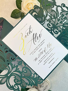 Emerald Green Elegant Lasercut Gatefold with Gold Foil Wedding Invitations 307