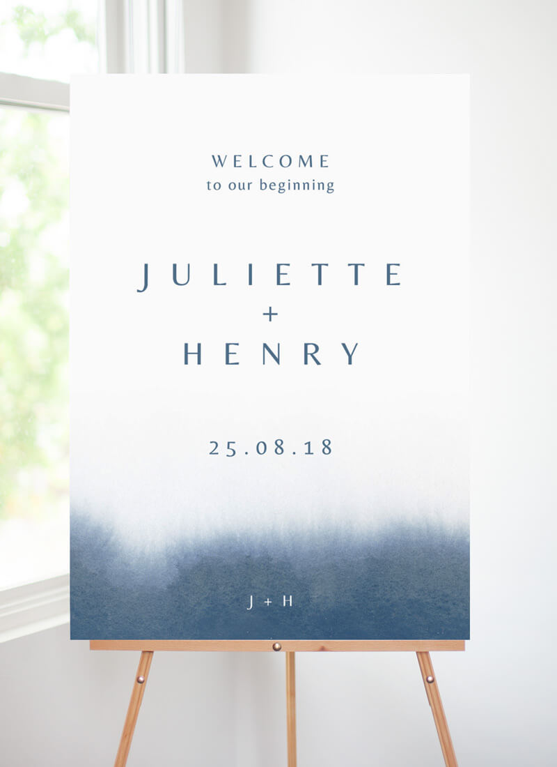 Deep Blue Wedding Sign by Nicole C.