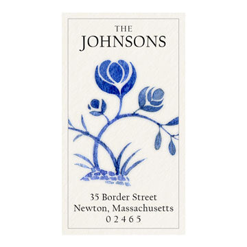 Delftware Flower Panoramic Return Address Labels