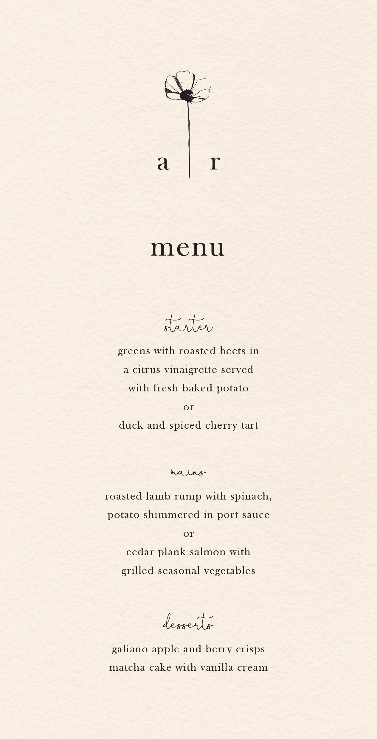 Delicate PoppyMenu Cards by Lauren D.