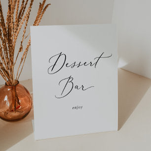 Delicate Black Calligraphy Wedding Dessert Bar Pedestal Sign