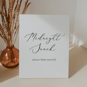 Delicate Black Calligraphy Wedding Midnight Snack Pedestal Sign
