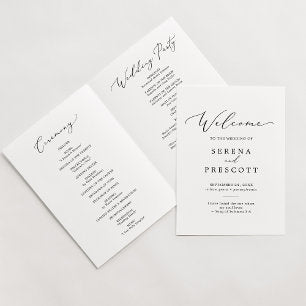 Delicate Black Printable or Printed Folded Program