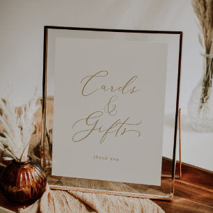 Delicate Gold Calligraphy Cream Cards and Gifts Poster